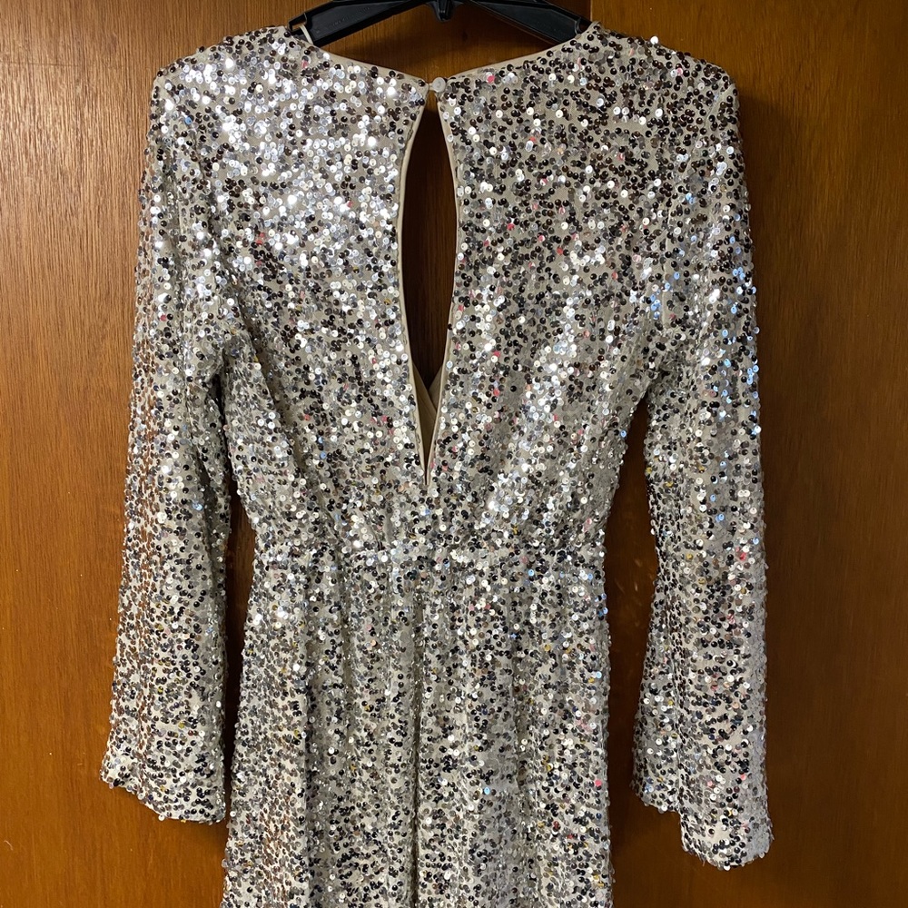 Women’s Silver Sequin Longsleeve Dress